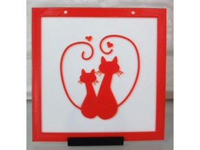 quadro que procuram con cuore decoração cat gatti coração amor a pintura 3d print model - Mito3D