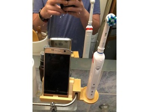 oral-b + smartphone stand la salle de bains 3d print model - Mito3D