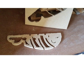 scaffale ornamento - happy fish laser cnc animali router di la decorazione pesce fossili fossile felice il lasercut mensola muro della parete 3d print model - Mito3D