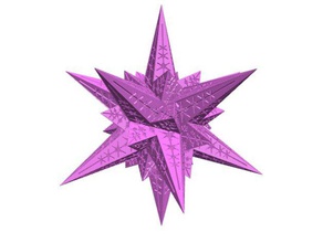 stellated icosahedral snowflake math art blockscadsnowflake icosahedron star stellation 3d print model - Mito3D