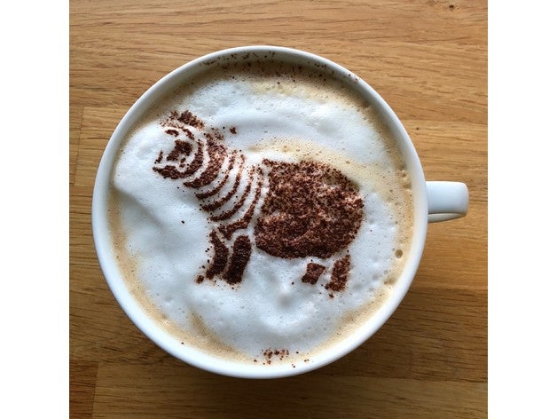 hippo cappuccino pochoir nourriture et boisson chocolat café l'hippopotame nespresso arrose 3D print model - Mito3D