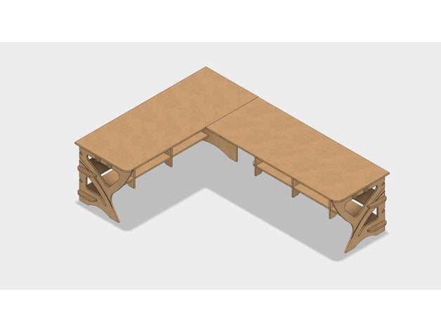 flat-pack corner table office cnc flat-pack furniture plywood 3D print model - Mito3D
