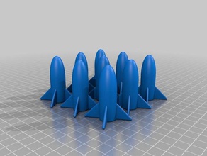 9 little rockets party favor token tokens toy toys 3d print model - Mito3D