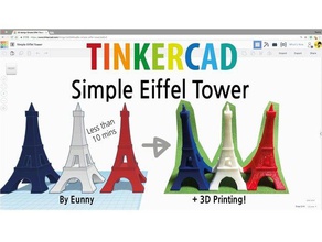 simple eiffel tower - 10mins modeling buildings & structures paris tinkercad 3d print model - Mito3D