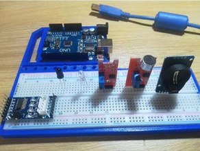 support arduino uno + breadboad electronics case breadboard 3d print model - Mito3D