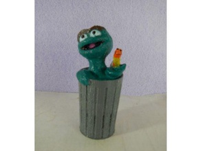 oscar grouch people grouchy muppet puppet sesame street slimy trash can worm 3d print model - Mito3D