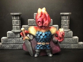 flaymon fire knight toys & games action figure boardgame boardgames chibi dnd dungeon dungeons dragons elemental fantasy mini miniature miniatures minifig pathfinder rpg statue tabletop toy 3d print model - Mito3D