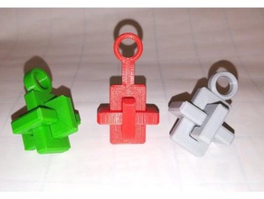 catena chiave del nodo cross puzzle occ tre pezzi kong ming blocco matematica arte 3d print model - Mito3D