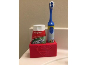 superman toothpaste toothbrush holder bathroom 3d print model - Mito3D