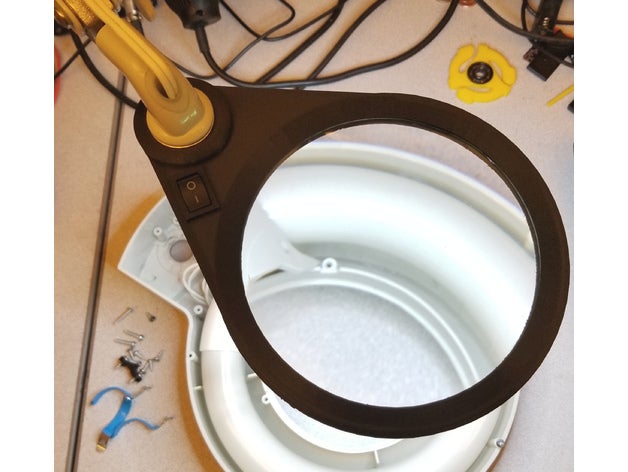 secretária lupa mod office diodo emissor de luz led iluminado lente aumento 3D print model - Mito3D