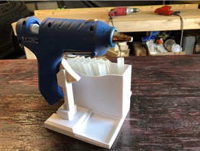 glue gun caddy stand w cord wrap tool holders & boxes hot storage box holder 3d print model - Mito3D