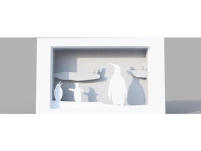 tunnel book - penguins interactive art 3d print model - Mito3D