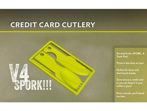 credit card cutlery household actually usefull backpack backpacker backpacking camping creditcard fork utensil eating kitchen utensils knife plasticware purse road trip serrated shtf spoon spork sporknife survival survivalist toothpick useful wallet 3d print model - Mito3D