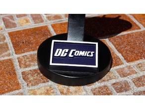 dc comics logo plaque rectangle signs & logos batman justice league superman taiced wonder woman 3d print model - Mito3D