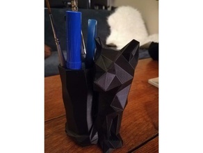 low poly fox pen holder containers 3d print model - Mito3D