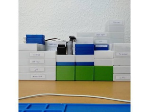 impilabile, vassoi, scatole di aggiornamento organizzazione box caselle contenitore impilabile cassetta contenitori impilabili cassetti vassoi vassoio 3d print model - Mito3D