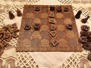 tak game games board piece pieces boardgame old fashioned stained takgame victorian vintage wood filament wooden 3d print model - Mito3D