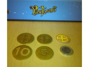 pirata moedas de ouro e selos moeda doublons jogo piratoons 3d print model - Mito3D