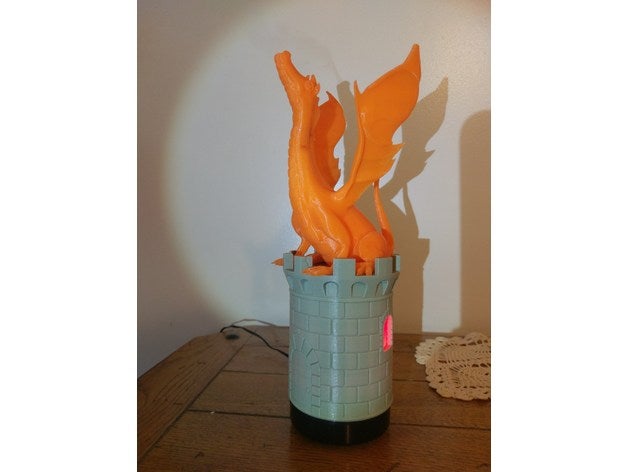adalinda smoking dragon essential oil diffuser cover decor castle tower 3D print model - Mito3D