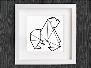 customizable origami gorilla animals 2d art animal bracelet customized customizer decor decoration decorations decorative earring geometric geometrical home jewelry lowpoly low poly monkey necklace openscad pendant ring wall 3d print model - Mito3D