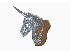 wireframe unicorn trophy 3d printing corn frame horse low lowpoly poly simple statue trphy uni wire wired wires wll 3d print model - Mito3D