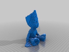 voxelized baby groot sculptures guardians galaxy voxel 3d print model - Mito3D
