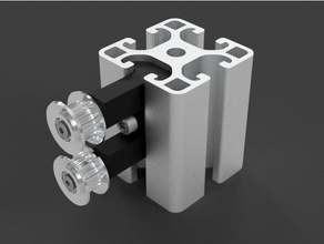 item light gt2 pulleys groove 8 parts aluminium profile fusion 360 belt clip pulley holde holder 3d print model - Mito3D