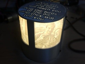 round lithophane animal lamp decor desk light 3d print model - Mito3D
