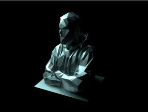 cabeça polígono esculturas no peito haed baixa poligonal torso 3d print model - Mito3D