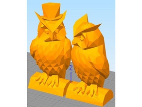 più basso poly gufo coppia sculture low 3d print model - Mito3D