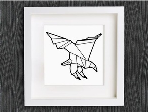 customizable origami eagle animals 2d art animal bracelet customized customizer decor decoration decorations decorative geometric geometrical home jewelry lowpoly low poly necklace openscad pendant wall 3d print model - Mito3D