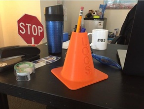 emplacements cône du trafic crayon stylo sharpie titulaire bureau de la coupe film le les ldc d'orange stylet vidéo 3d print model - Mito3D