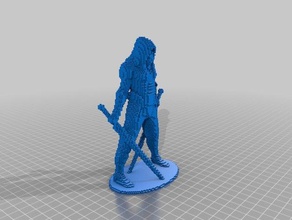 voxelized faceless sculptures assassins creed figure swords voxel 3d print model - Mito3D