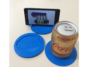 p1 golden boy coaster kitchen & dining coasters drink mascot p1prototipos phone stand robot 3d print model - Mito3D