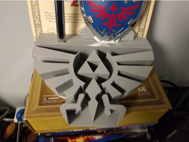 la leggenda di zelda twilight princess maestro spada scudo hylia titolare-display display stand titolare 3D print model - Mito3D