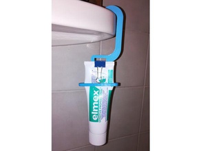 pasta de dentes cabide espremedor casa banho clipe criado freecad dente titular 3d print model - Mito3D