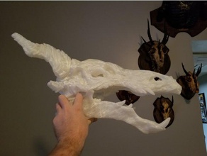 dragón cráneo gigante de impresión criaturas corte enorme el la taxidermia montaje en pared 3d print model - Mito3D