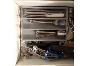 semplice argenteria vassoio cucina & sala da pranzo contenitore le posate cassetto freecad organizzatore utensile 3d print model - Mito3D