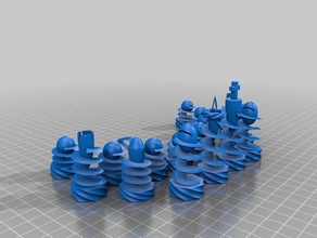 corkscrew chess set 3d printing pieces swirl 3d print model - Mito3D