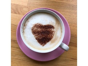 valentines Herzen cappuccino-Schablone Essen & trinken cappuccino cappuccinoart Kaffee Kaffee-Schablone Herz Herz, Tag auf der Schablone valentine 3d print model - Mito3D