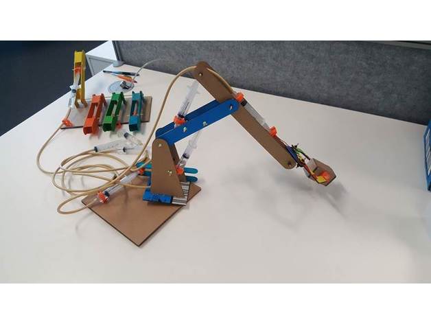 papelão braço do robot de aprendizagem crianças brinquedo legal educação end effector divertido hidráulica lasercut corte a laser o mdf programação projeto robô haste 3D print model - Mito3D