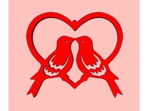 uccelli amore cuore art di san valentino 3d print model - Mito3D