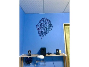geométricas león de la pared escultura Arte en 2d art geometría decoración 3d print model - Mito3D