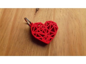geometric heart key ring keychains chain chains rings love low poly valentine valentines day 3d print model - Mito3D