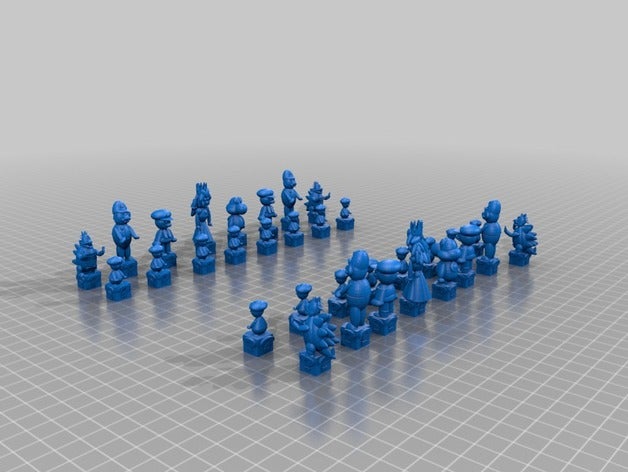 mario piezas de ajedrez luigi peach yoshi sapo bowser La impresión en 3d 3D print model - Mito3D