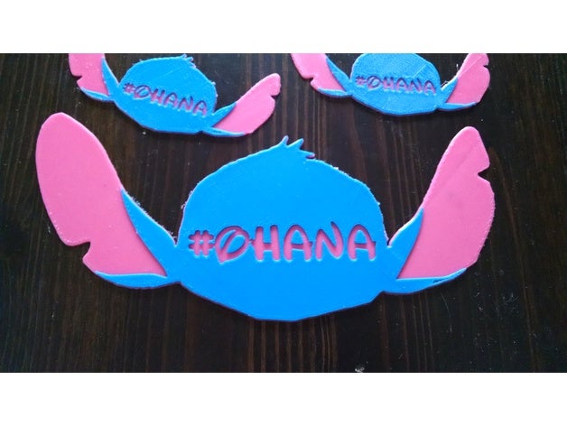 'ohana ouvidos sinal decoração 626 dupla extrusão lilo stitch ímã orelhas de rato ohana único ponto 3D print model - Mito3D