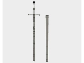mastercrafted wolven steel sword v2 & scabbard - witcher scans replicas 3d print model - Mito3D