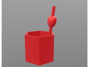 Herz-Tasse Küche und Esszimmer Trinkhalm 3d print model - Mito3D