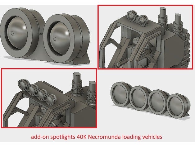 ajouter-sur les projecteurs 40k necromunda chargement des véhicules L'impression 3d 28mm dxsus figurine warhammer40k warhammer wh40k 3D print model - Mito3D