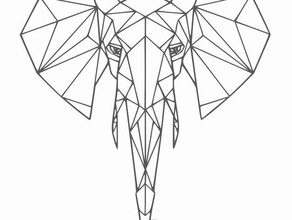 géométriques éléphant sculpture murale L'impression 3d animal l'éléphant mur 3d print model - Mito3D